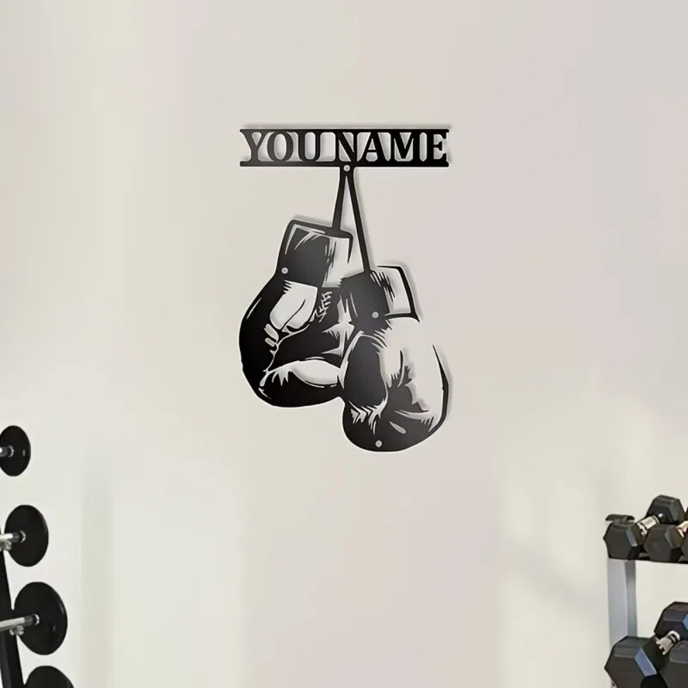 Home Gym Names - Arte Metálico de Pared con Guantes