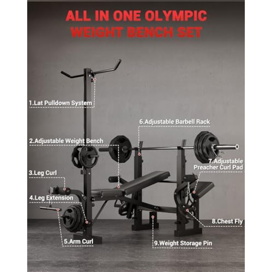 Banco de Pesas Plegable 8 en 1 - Home Gym Leg Extension reseña y precio