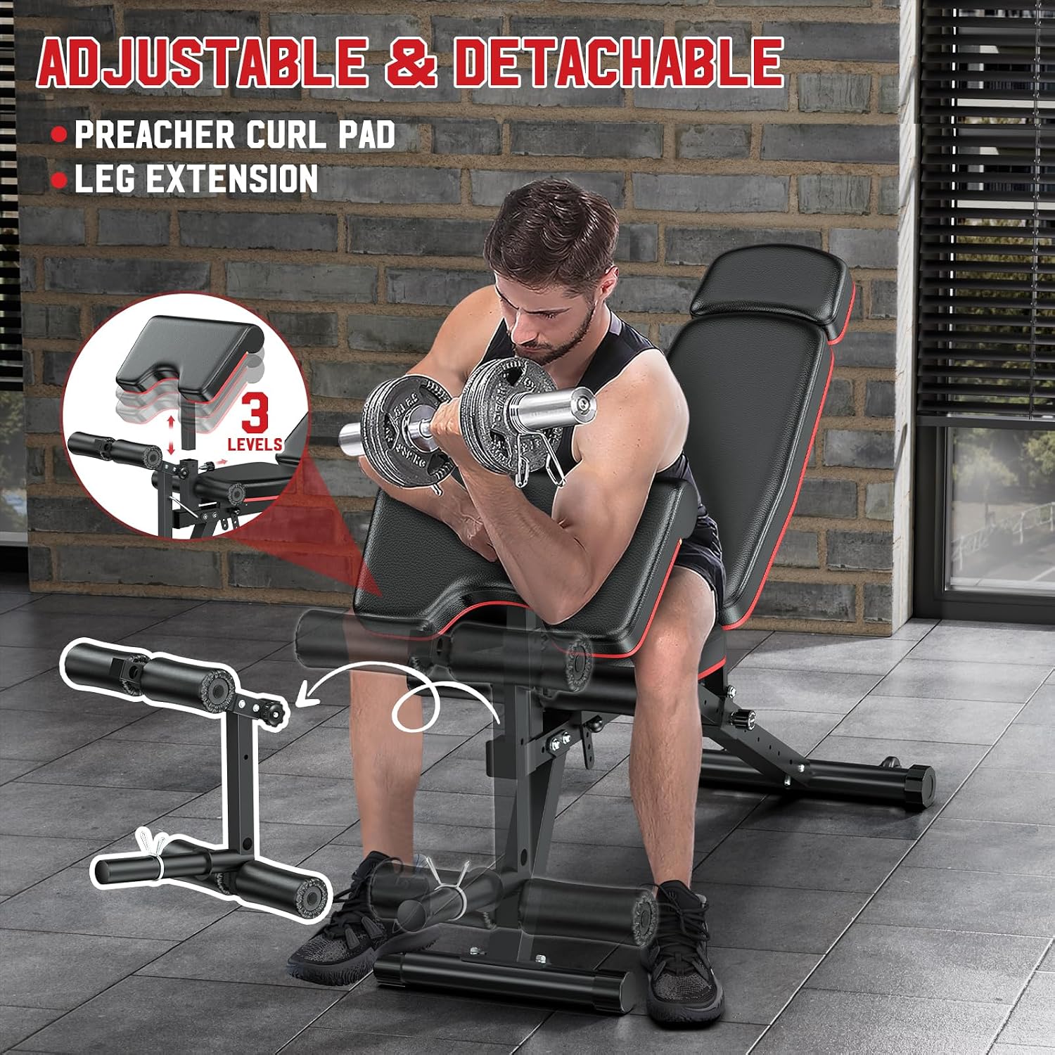Banco de Pesas Ajustable con E - Home Gym Leg Extension reseña y precio
